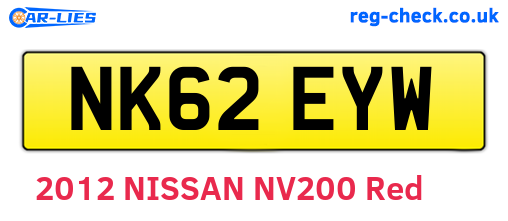 NK62EYW are the vehicle registration plates.