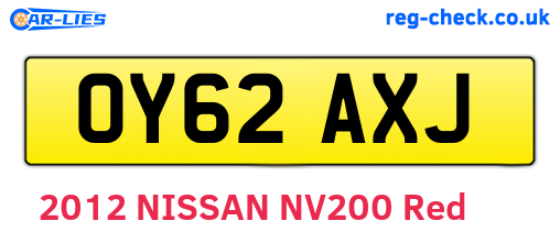 OY62AXJ are the vehicle registration plates.