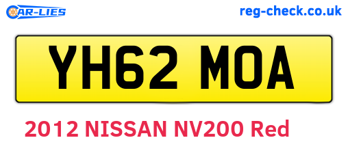 YH62MOA are the vehicle registration plates.