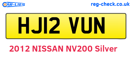 HJ12VUN are the vehicle registration plates.