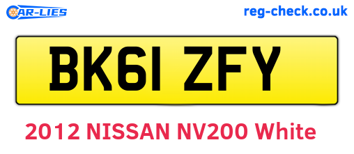 BK61ZFY are the vehicle registration plates.