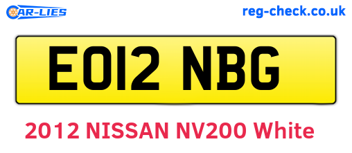 EO12NBG are the vehicle registration plates.