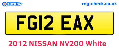 FG12EAX are the vehicle registration plates.