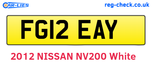 FG12EAY are the vehicle registration plates.