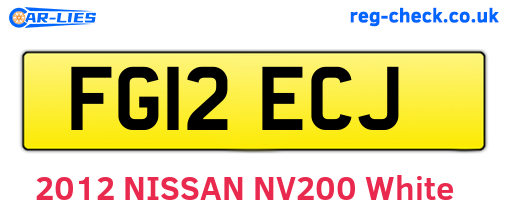 FG12ECJ are the vehicle registration plates.