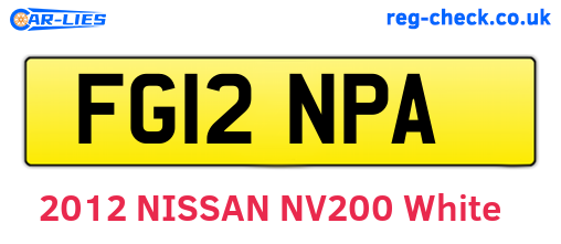 FG12NPA are the vehicle registration plates.