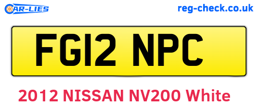FG12NPC are the vehicle registration plates.