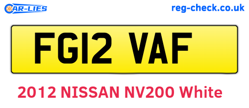 FG12VAF are the vehicle registration plates.