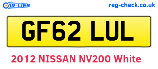 GF62LUL are the vehicle registration plates.
