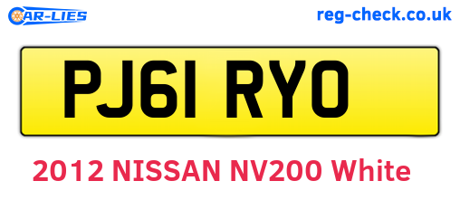PJ61RYO are the vehicle registration plates.