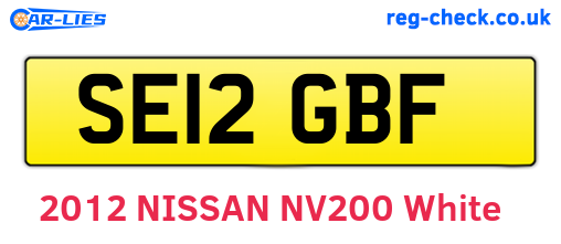 SE12GBF are the vehicle registration plates.