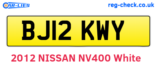 BJ12KWY are the vehicle registration plates.