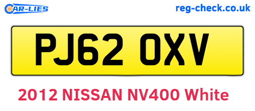 PJ62OXV are the vehicle registration plates.