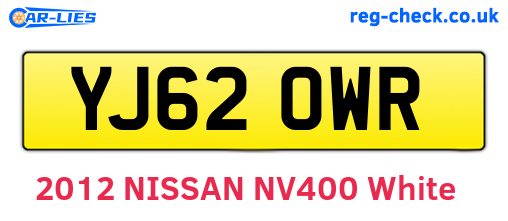 YJ62OWR are the vehicle registration plates.