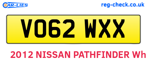 VO62WXX are the vehicle registration plates.