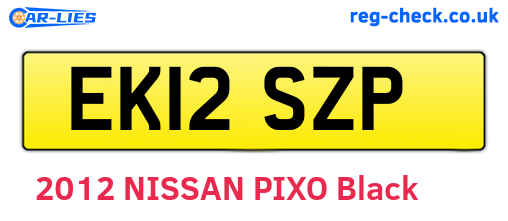 EK12SZP are the vehicle registration plates.