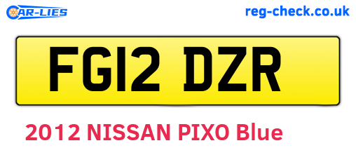 FG12DZR are the vehicle registration plates.