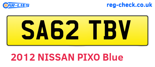 SA62TBV are the vehicle registration plates.