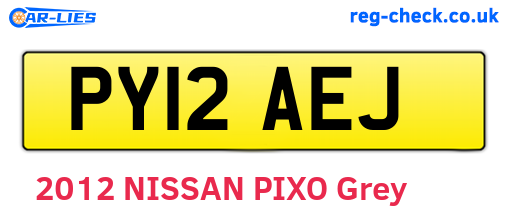 PY12AEJ are the vehicle registration plates.