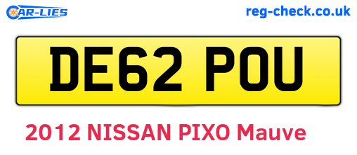 DE62POU are the vehicle registration plates.