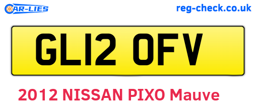 GL12OFV are the vehicle registration plates.