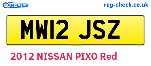 MW12JSZ are the vehicle registration plates.