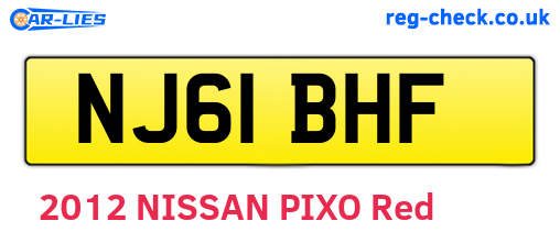 NJ61BHF are the vehicle registration plates.