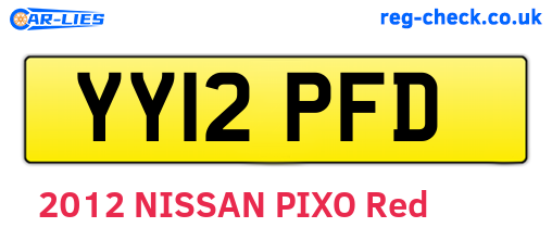 YY12PFD are the vehicle registration plates.