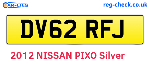 DV62RFJ are the vehicle registration plates.