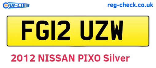 FG12UZW are the vehicle registration plates.