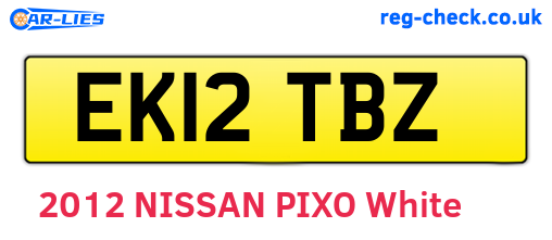 EK12TBZ are the vehicle registration plates.
