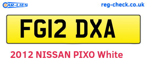 FG12DXA are the vehicle registration plates.