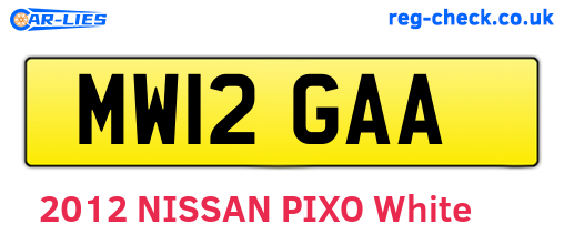 MW12GAA are the vehicle registration plates.