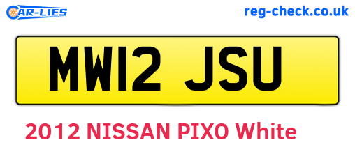 MW12JSU are the vehicle registration plates.