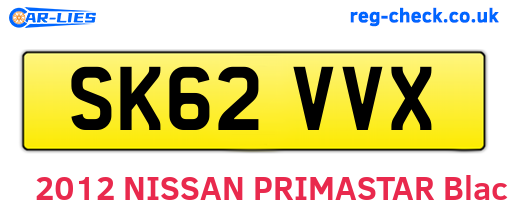 SK62VVX are the vehicle registration plates.