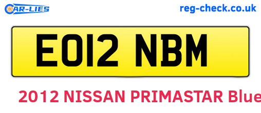 EO12NBM are the vehicle registration plates.