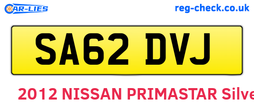 SA62DVJ are the vehicle registration plates.