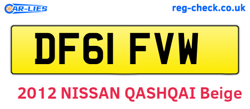 DF61FVW are the vehicle registration plates.