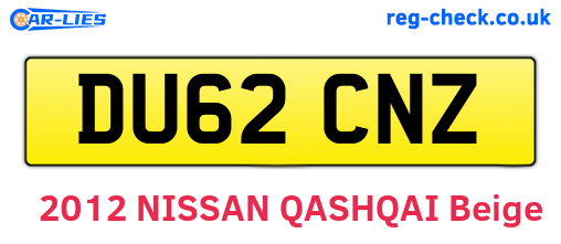 DU62CNZ are the vehicle registration plates.