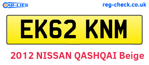EK62KNM are the vehicle registration plates.