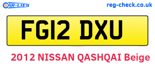 FG12DXU are the vehicle registration plates.