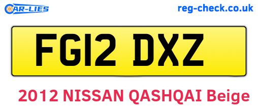 FG12DXZ are the vehicle registration plates.