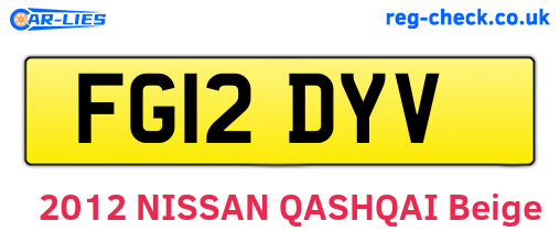 FG12DYV are the vehicle registration plates.