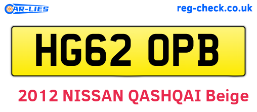 HG62OPB are the vehicle registration plates.