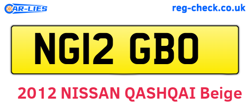 NG12GBO are the vehicle registration plates.