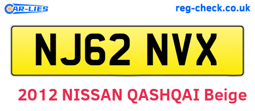 NJ62NVX are the vehicle registration plates.