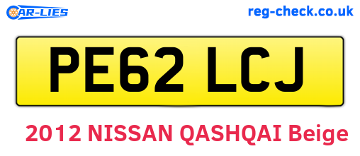 PE62LCJ are the vehicle registration plates.