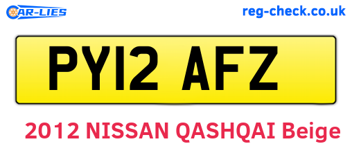 PY12AFZ are the vehicle registration plates.