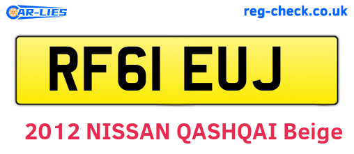 RF61EUJ are the vehicle registration plates.