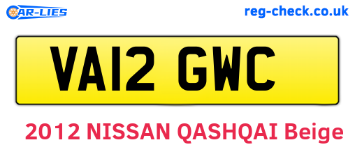 VA12GWC are the vehicle registration plates.